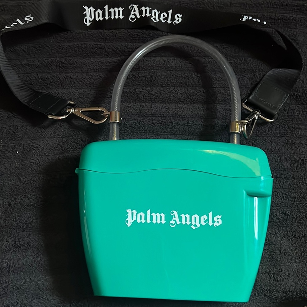 PALM ANGELS GREEN PADLOCK BAG.